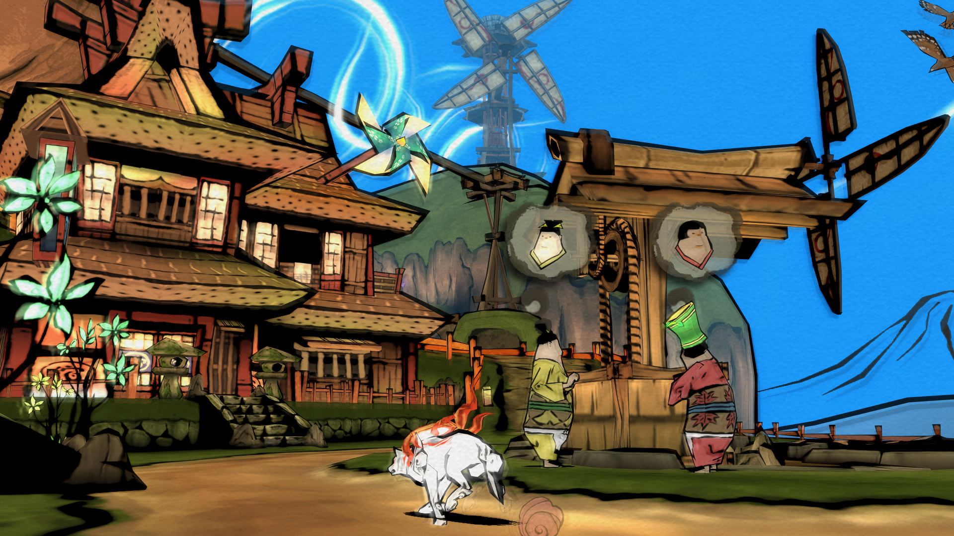 Okami HD, Amaterasu nel Giappone mitologico dipinto in stile sumi-e del capolavoro di Hideki Kamiya