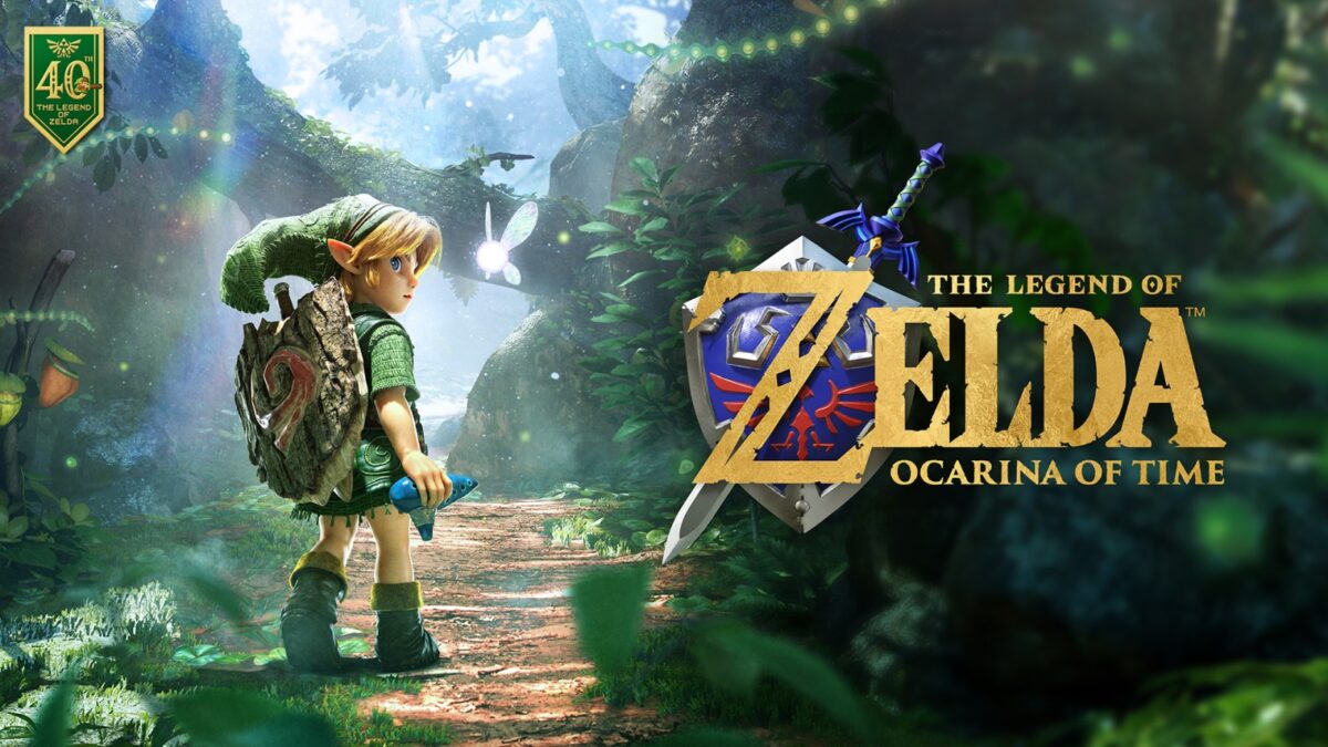 Key art di The Legend of Zelda: Ocarina of Time per Nintendo Switch 2 con il logo del 40° anniversario della saga