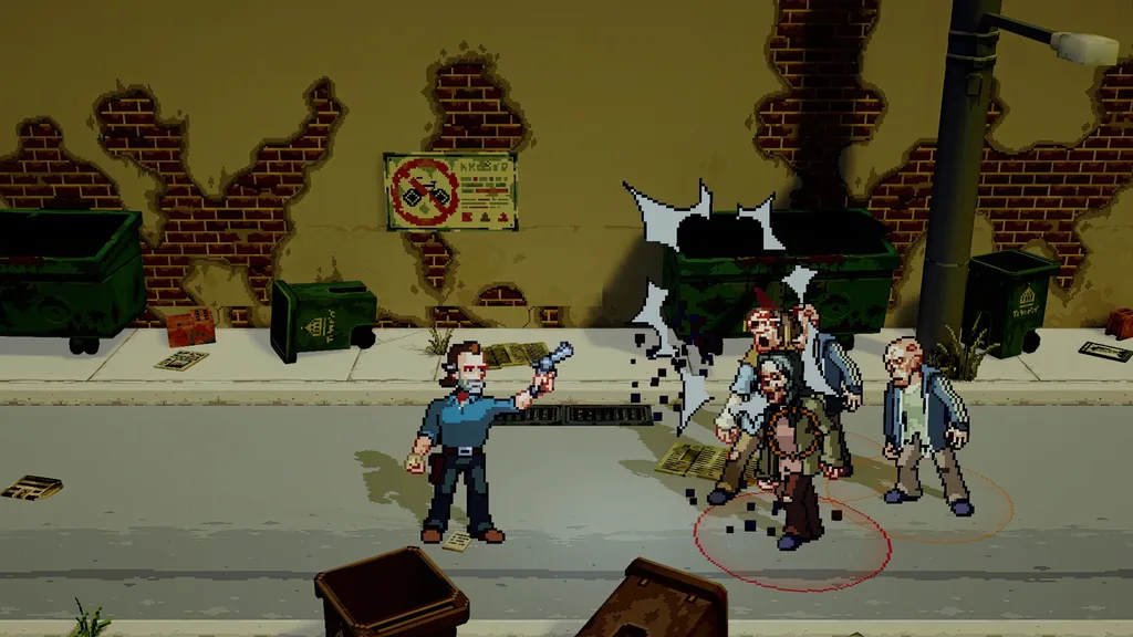 Vaganti e Salvatori in uno scontro di The Walking Dead: Streets of Survival